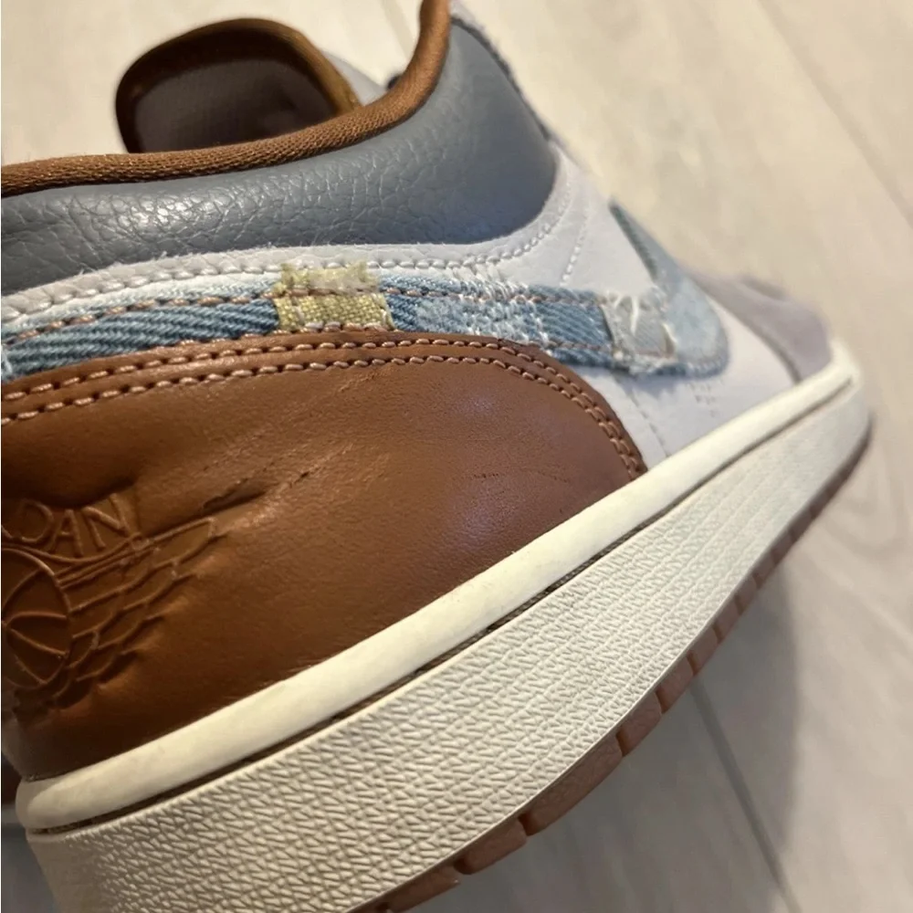Air Jordan 1 Low SE Phantom Repaired Denim Swoosh - Size 10.5